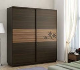 True living 2 Door Sliding Brown wardrobe Laminated Finish & PU Finish (3 Ft*2 Ft*8 Ft)